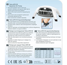 Informations sur le produit de la pompe à air pour aquarium Tetra APS 50