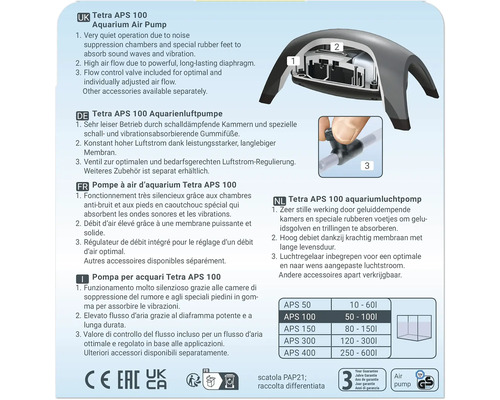 Pompe à air d''aquarium Tetra APS 100
