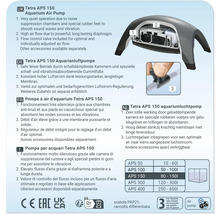 Détails de la pompe à air d''aquarium Tetra APS 150