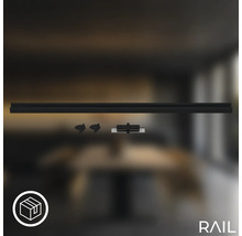 Rail d''alimentation noir avec accessoires pour installation de lampes