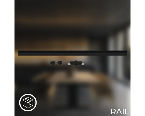 Rail d''alimentation noir avec accessoires pour installation de lampes