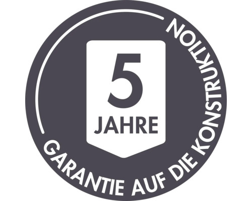 Fünf Jahre Garantie auf die Konstruktion Siegel