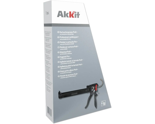 Pistolet à cartouche Pro Akkit avec arrêt d''écoulement activable dans son emballage