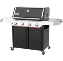 Barbecue à gaz Weber Genesis avec quatre brûleurs, tables latérales et placard inférieur
