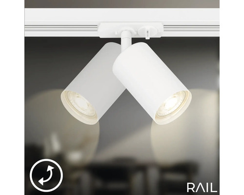 Zwei weiße LED-Strahler an einer Schiene