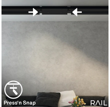 Schienensystem mit Verbindungselement an der Decke montiert