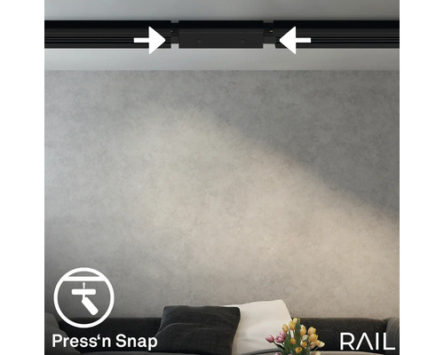 Schienensystem mit Verbindungselement an der Decke montiert