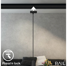 Schiene mit Press ''n'' Lock System und Pendelleuchte im Wohnzimmer