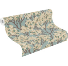 Tapetenrolle mit Blütenmuster und Zweigen