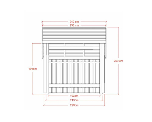 Dessin technique d''un salon de jardin avec dimensions
