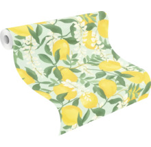 Rouleau de papier peint avec motif de citrons et de fleurs