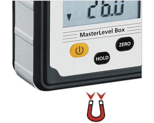 Masterlevel Box Niveau à bulle numérique Vue détaillée avec symbole d''aimant