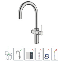 KEQ Küchenarmatur aus Metall, geeignet für den Einbau. Nicht im Lieferumfang enthalten sind Wassersprudler, Wasserfilter, Befestigung und CO2-Zylinder.