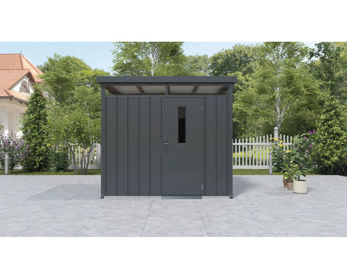 Abri de jardin métallique avec porte et fenêtre pour l''extérieur