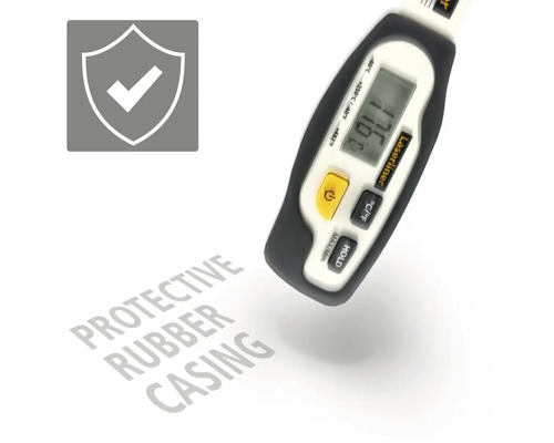 Laserliner Logo, Schutzzeichen, Digitalthermometer mit Gummigehäuse