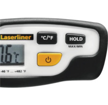 Laserliner Logo und Bedienelemente eines Temperaturmessgeräts