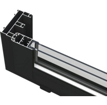 Coupe transversale d''un châssis de fenêtre en aluminium avec verre