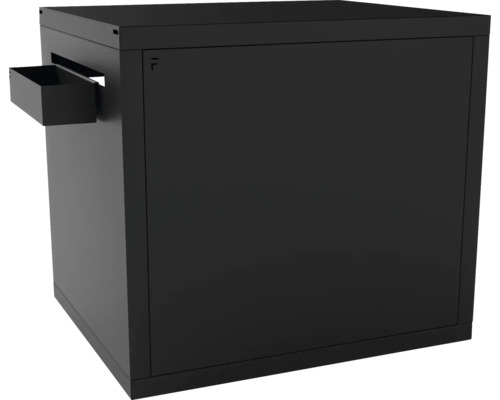 Schwarzer Metall Putzmittelschrank mit Auszug