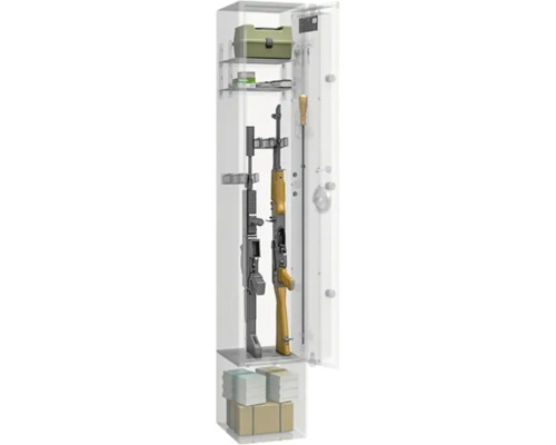 Armoire à fusils avec armes, munitions et boîte à outils