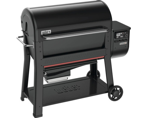 Gril à pellets Weber Searwood noir avec affichage numérique et roulettes