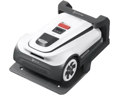 Rasenmähroboter auf Ladestation