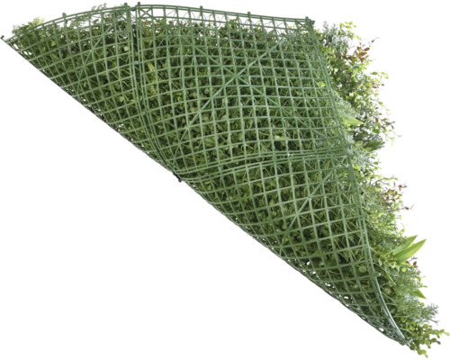 Mur végétal vert avec grille en plastique