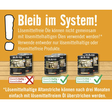 Informationen zur Verwendung von lösemittelhaltigen und lösemittelfreien Holzölen.