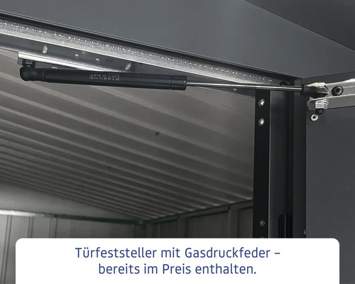 Detailansicht des Türfeststellers mit Gasdruckfeder