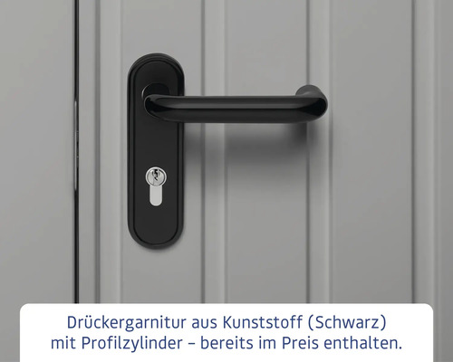 Schwarze Kunststoff Drückergarnitur mit Profilzylinder