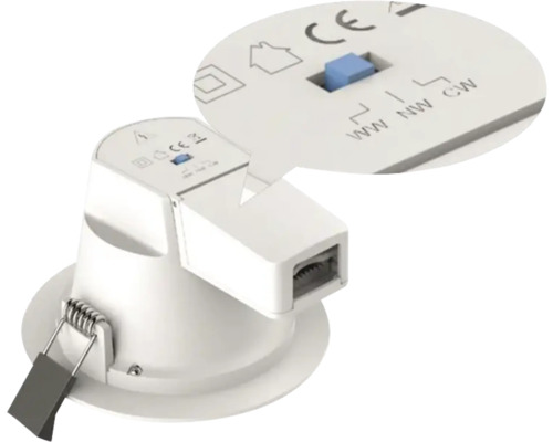 LED-Einbaustrahler mit Schalter zur Einstellung der Lichtfarbe