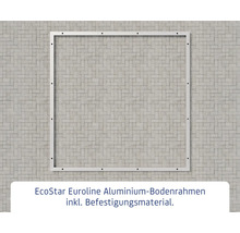 EcoStar Euroline Aluminium Bodenrahmen inklusive Befestigungsmaterial vor einer Mosaikwand