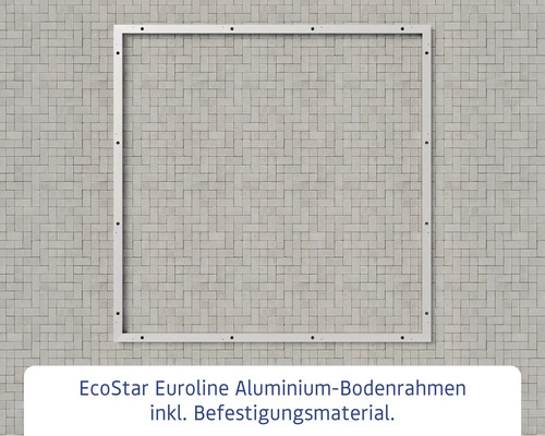 EcoStar Euroline Aluminium Bodenrahmen inklusive Befestigungsmaterial vor einer Mosaikwand