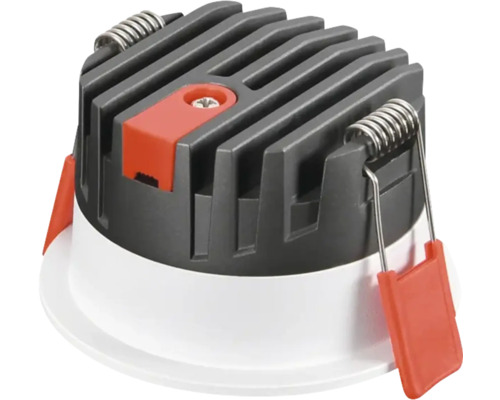 Deckeneinbaustrahler mit Kühlkörper, Federklammern und Schraube