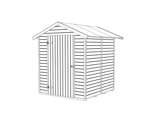 Illustration d''un abri de jardin avec toit à deux pans et une porte
