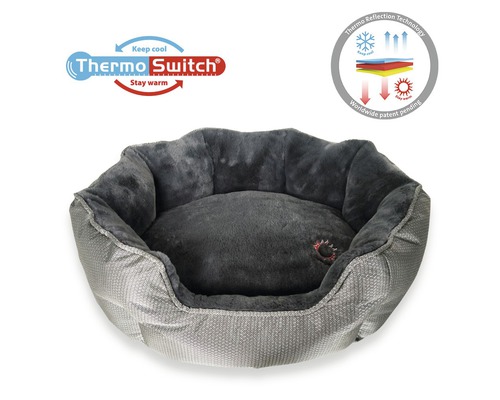 Graues Hundebett mit Thermo Switch und Thermo Reflection Technologie