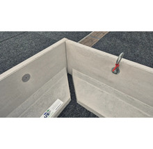 L-Stein Ecke Winkelstein Sichtbeton grau 100 x 5 x 80 cm Fusstiefe = 40 cm