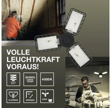 Triple lampe d''atelier à LED avec douille E27 et éléments d''éclairage pliables