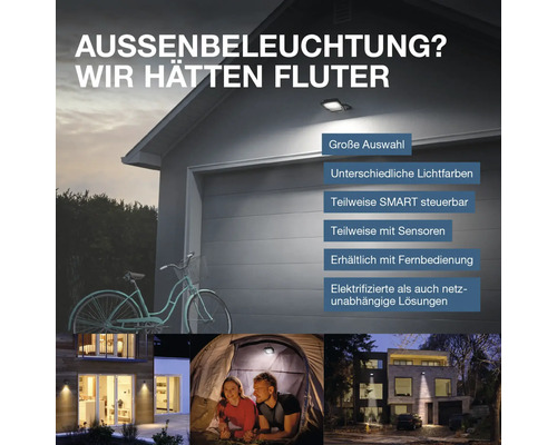 Aussenbeleuchtung mit Strahlern für vielfältige Anwendungen.