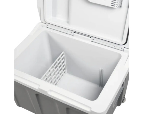 Glacière ouverte avec séparateur pour aliments et boissons.