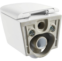 WC suspendu avec lunette de WC, vue arrière avec raccordements