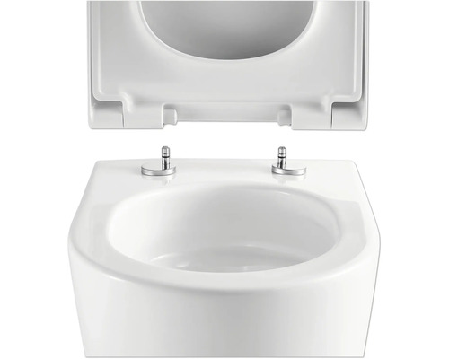 Abattant de WC blanc avec couvercle ouvert