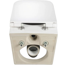 Vue détaillée de toilettes avec couvercle de toilette monté