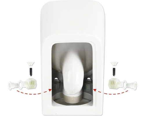 Vue détaillée de toilettes avec matériel de fixation