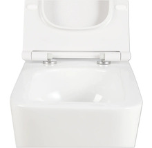 WC à fond creux suspendu blanc avec bride ouverte et siège de WC