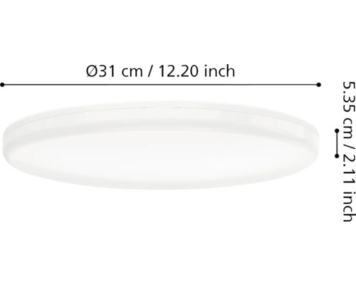 Abmessungen einer Deckenleuchte: Durchmesser 31 cm, Höhe 5,35 cm