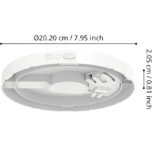 Plaque de montage pour détecteur de fumée avec des dimensions de 20,20 cm de diamètre et 2,05 cm de hauteur