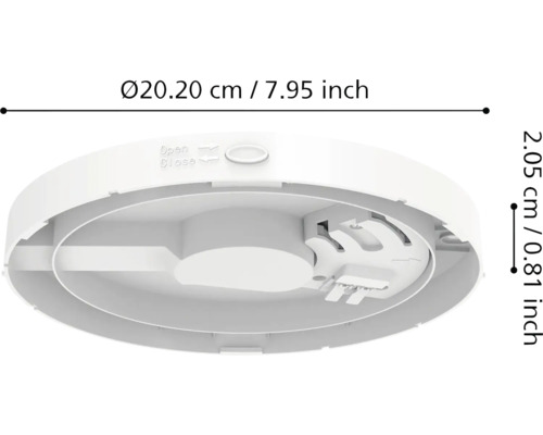 Plaque de montage pour détecteur de fumée avec des dimensions de 20,20 cm de diamètre et 2,05 cm de hauteur