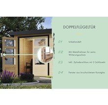 Doppelflügeltür für Gartenhaus mit Metallrahmen und bruchsicherem Kunstglas