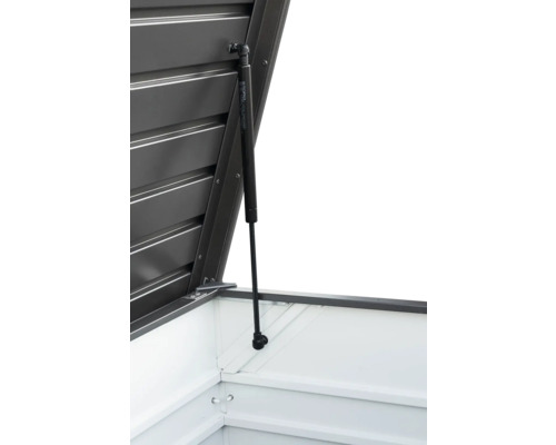 Vue détaillée d''un abri de jardin ouvert avec ressort à gaz