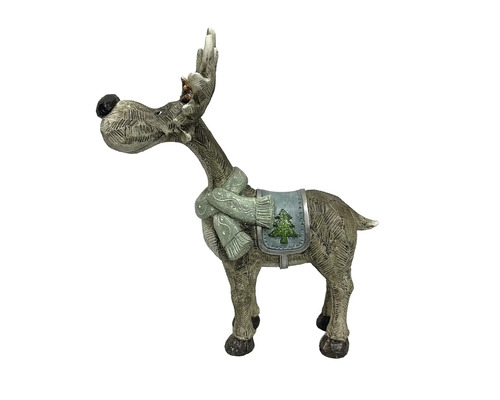 Figurine décorative renne avec écharpe et application arbre de Noël